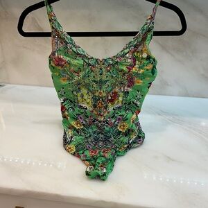 Camilla porcelain dream Green Floral Embellished One-Piece Swimsuit